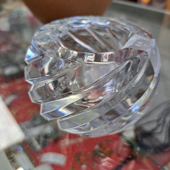 Miller Rogaska Crystal Candle Holder German Clear Rosette Swirl Table Bathtub - Picture 1 of 1